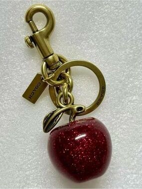Coach Red Glitter Apple Bag Charm